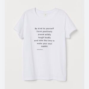 H&M White Cotton Graphic Tee. Size XS. New